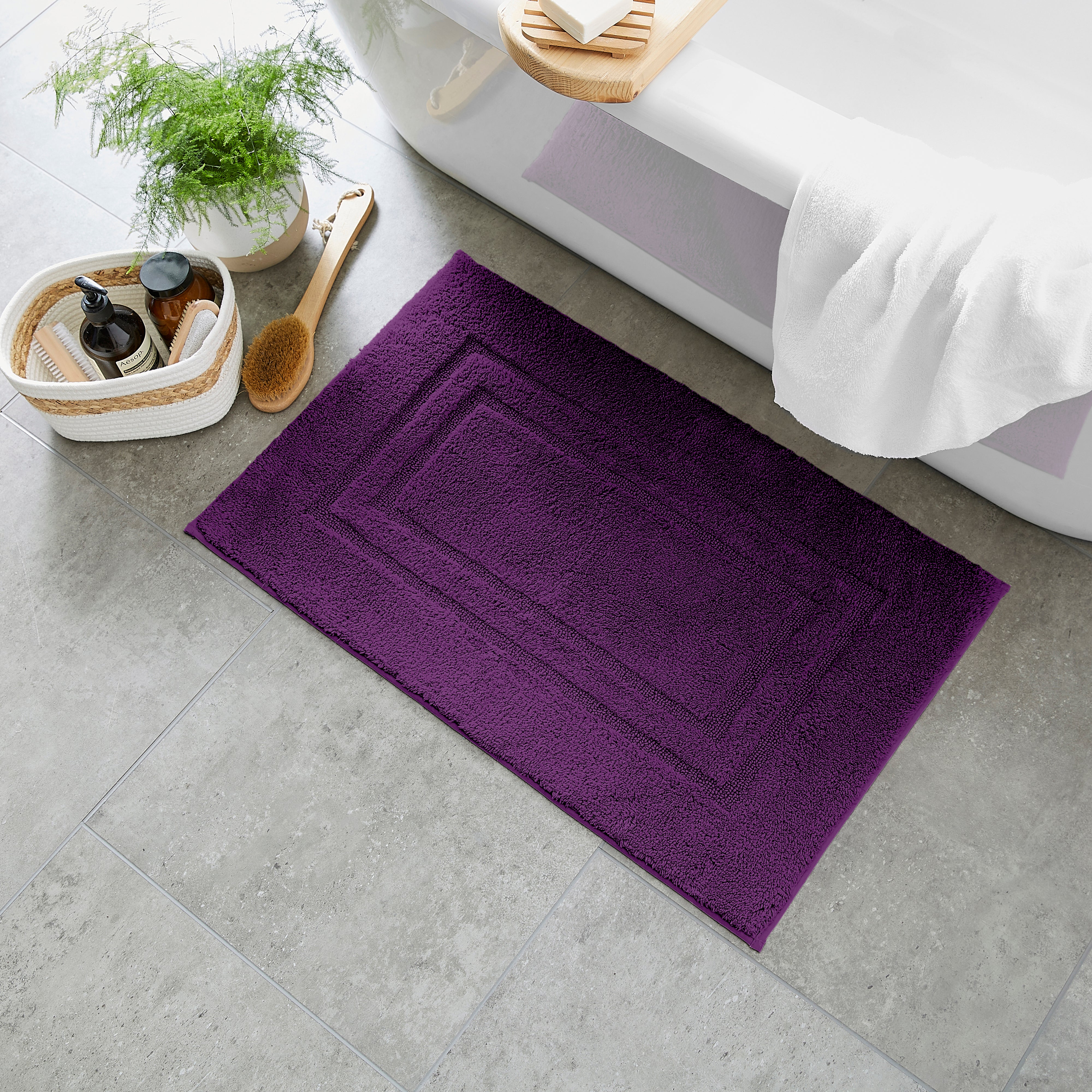 Luxury Cotton Bath Mat Grape Purple