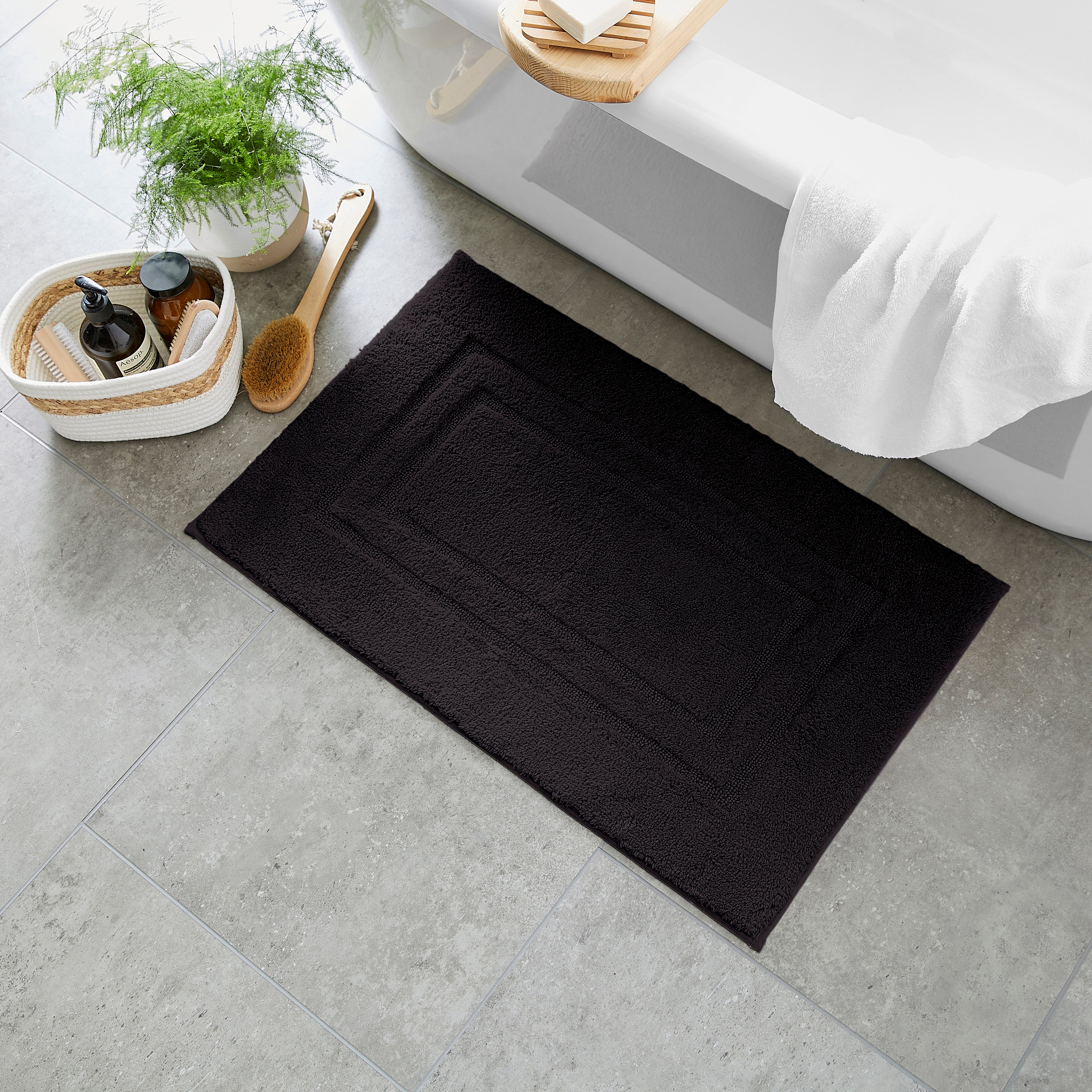 Luxury Cotton Bath Mat Black