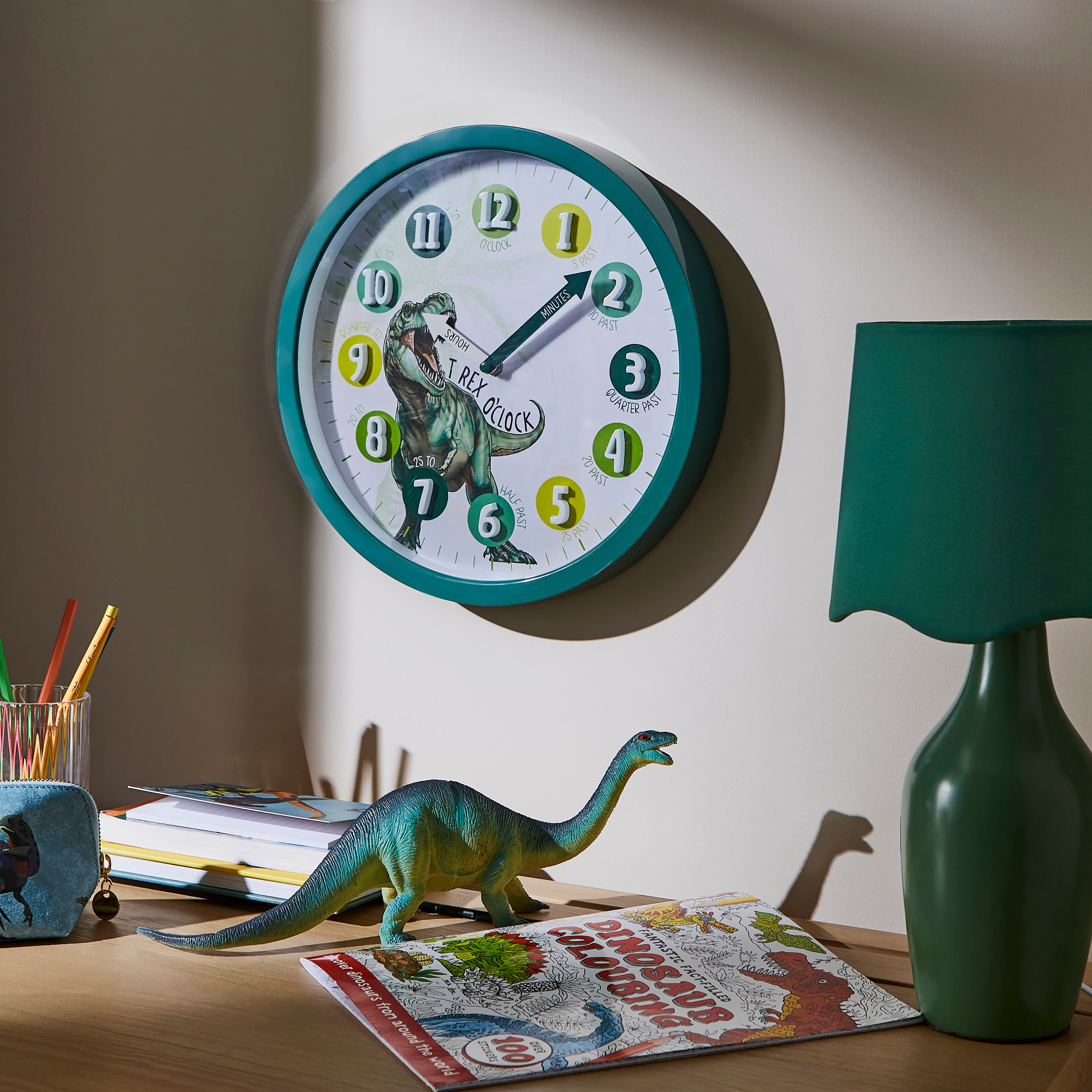 Kid's Dino Tell The Time Wall Clock