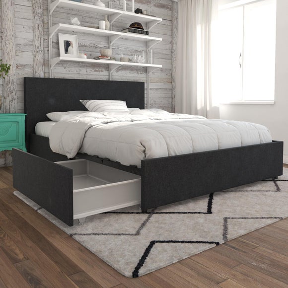 Photos - Bed Frame Kelly Tires Novogratz Kelly 4 Drawer Bed, Linen 