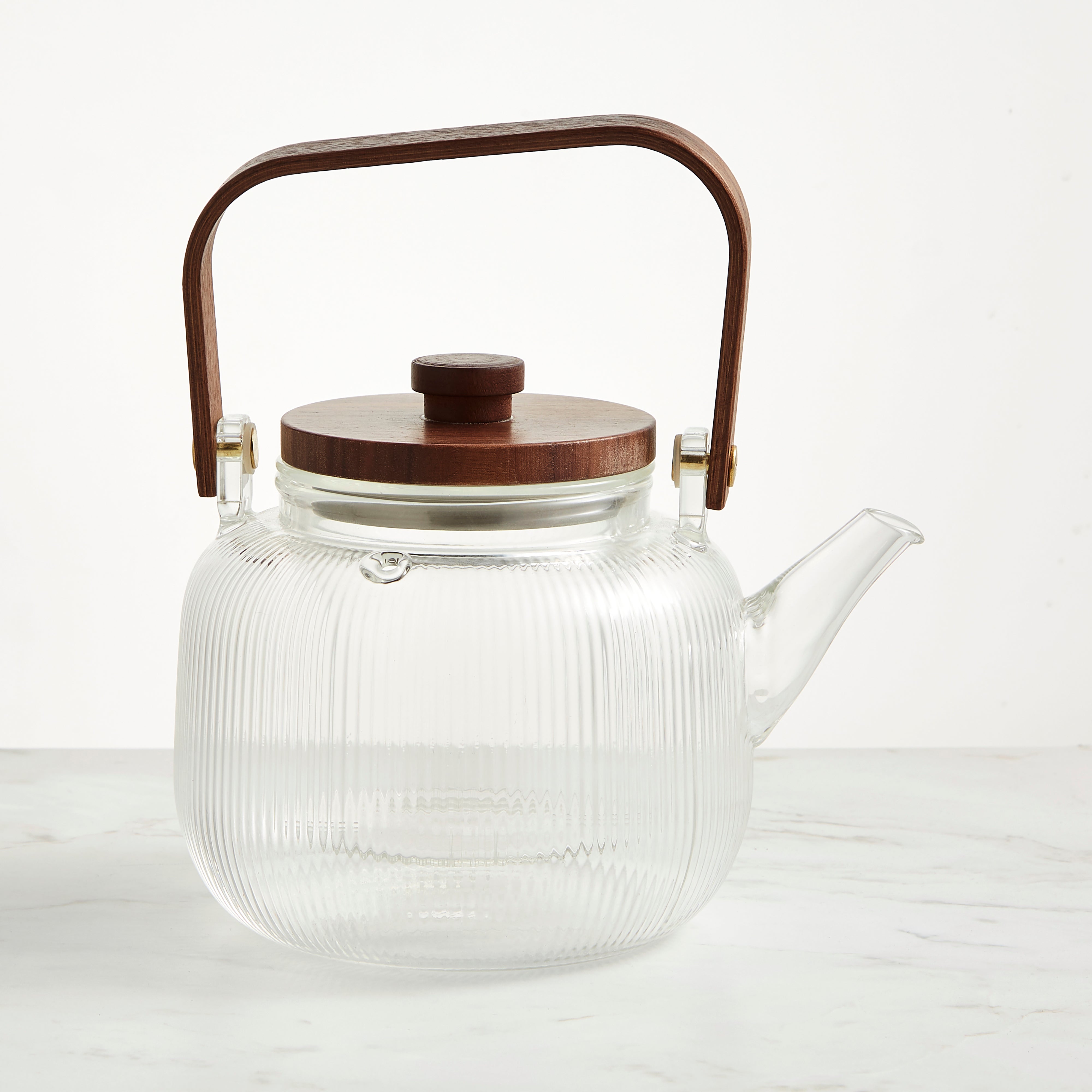 Ribbed Clear Glass Teapot