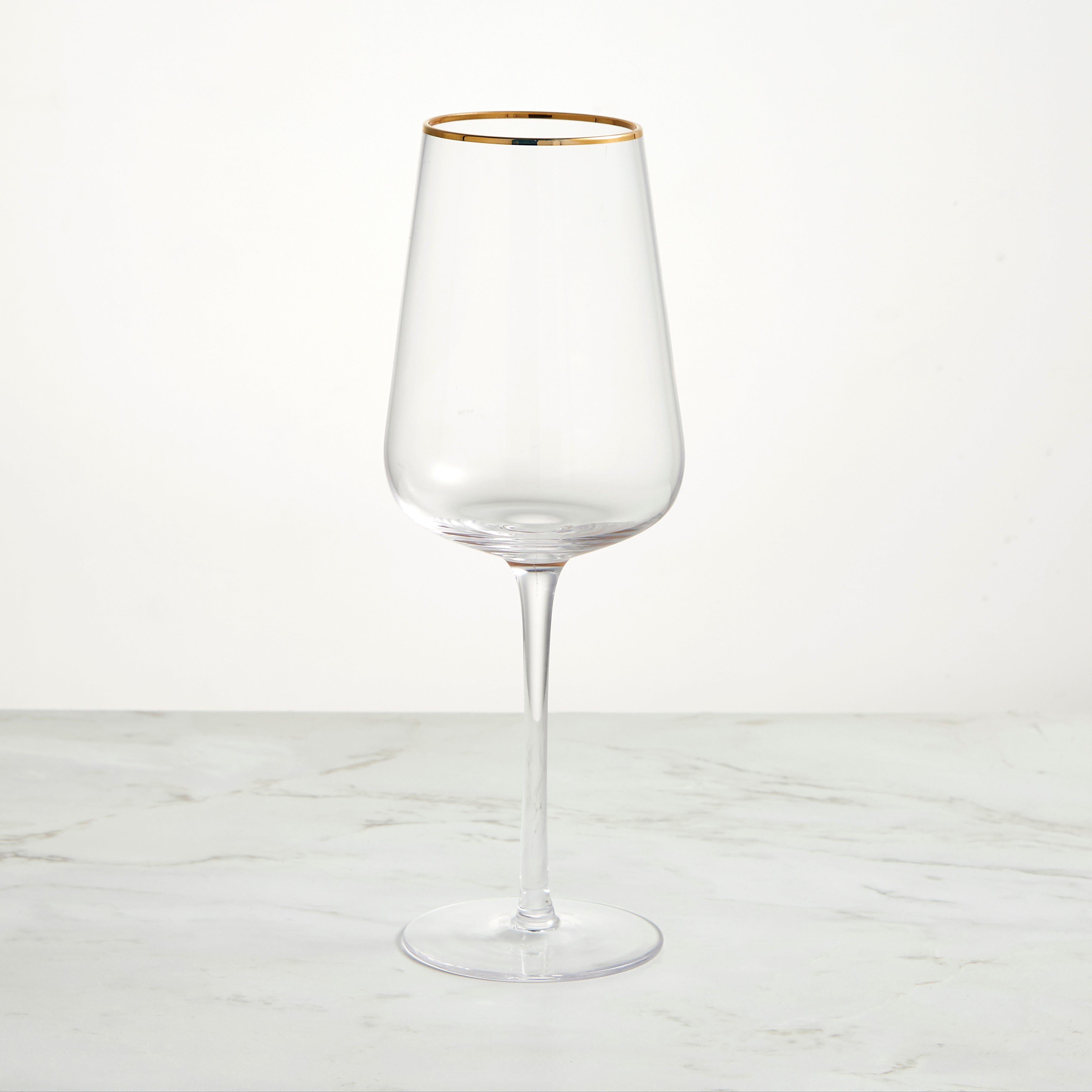 Gold Band White Wine Glass Clear