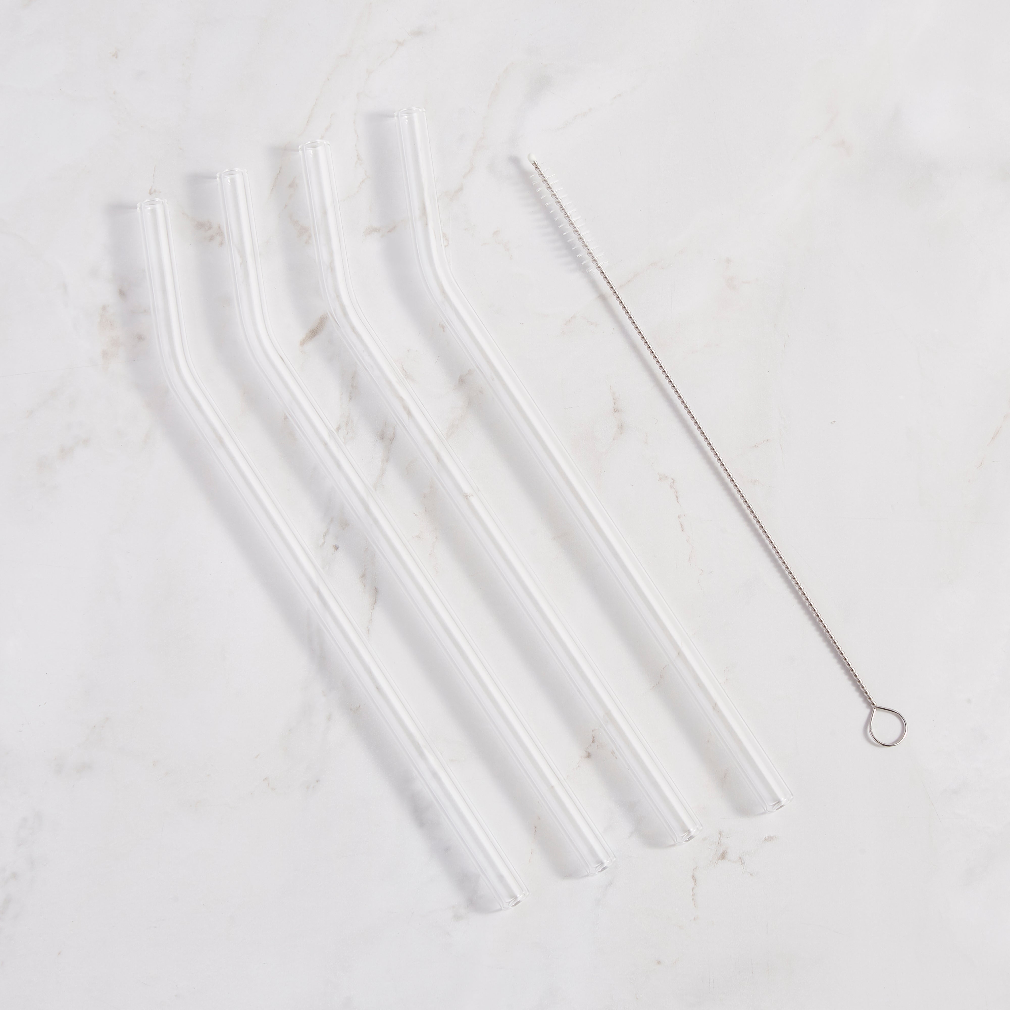 Pack of 4 Clear Glass Straws