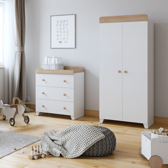 Little Acorns Classic 3 Drawer Chest And Wardrobe Nursery Set Grey