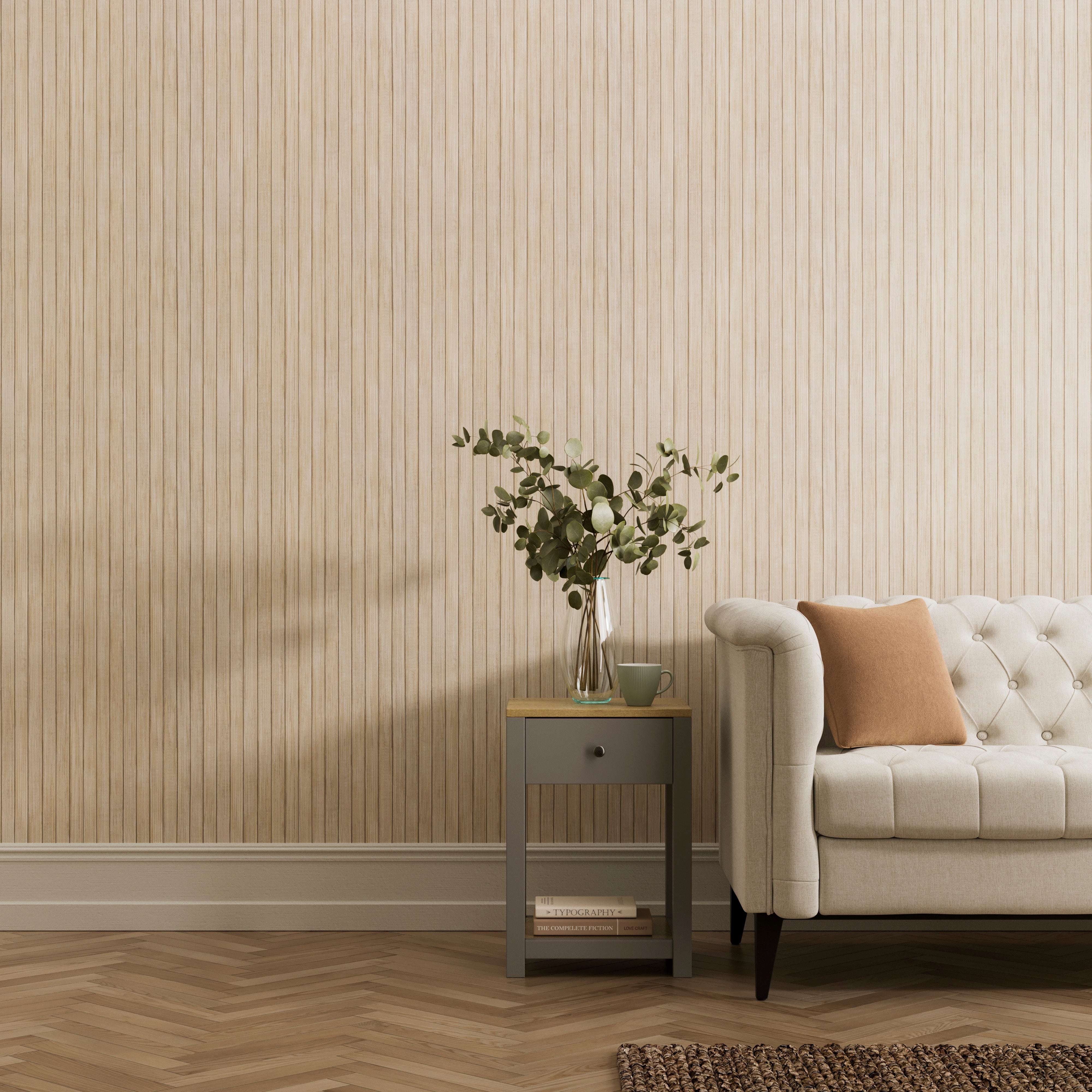 Scandi Wood Slats Matte Flat Wallpaper