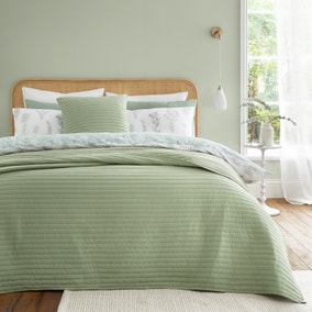 Bianca Quilted Lines Sage Green Bedspread 220cm x 230cm
