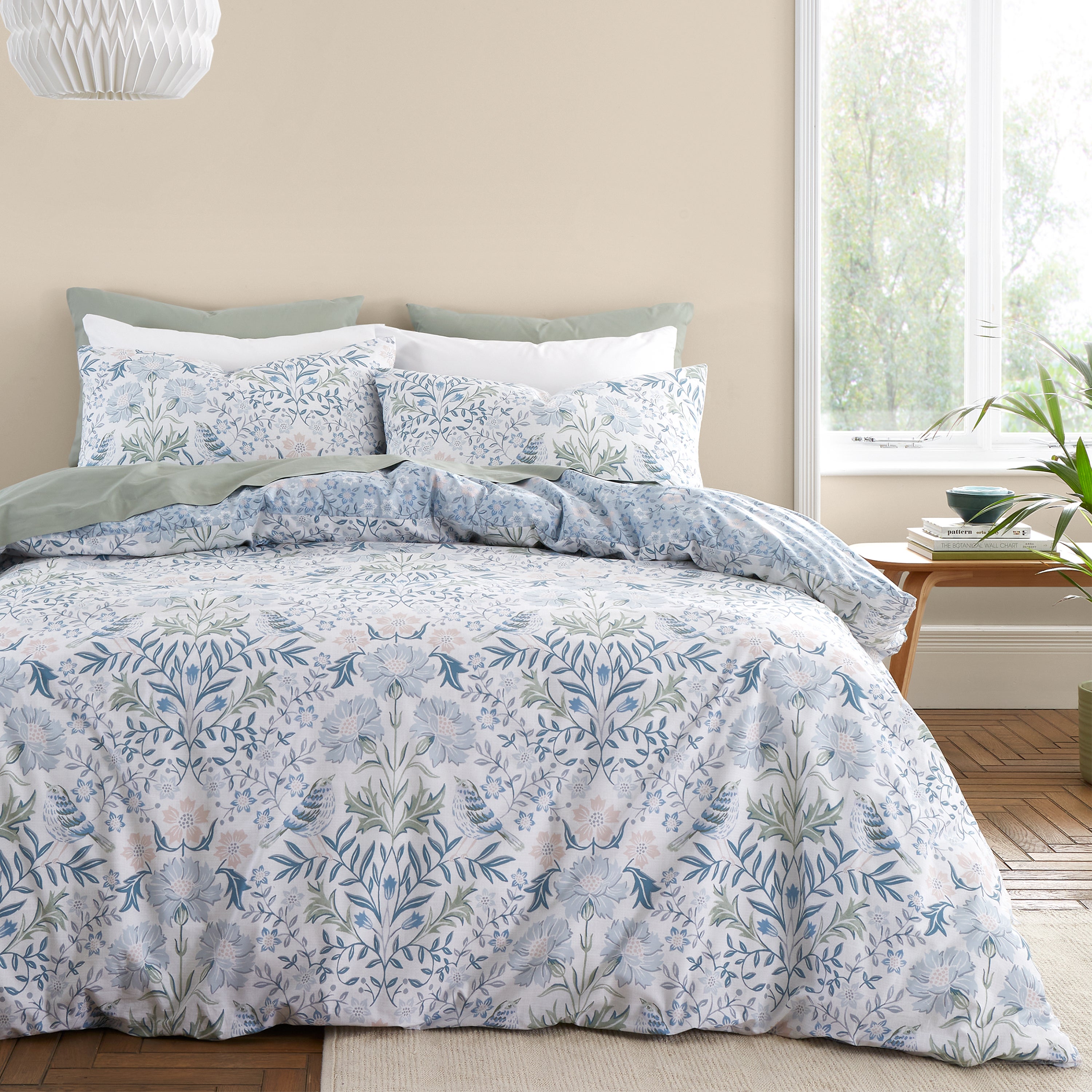 Photos - Bed Linen Hopper Bianca Hedgerow  200 Thread Count Cotton Blue Duvet Cover and Pillow 