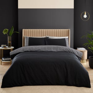 Catherine Lansfield Artemis Greek Key Black Duvet Cover And Pillowcase Set