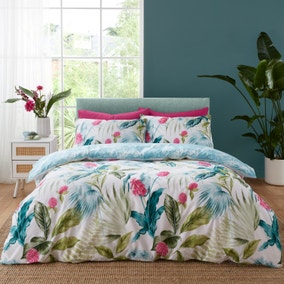 Catherine Lansfield Aruba Tropical Floral Green Duvet Cover and Pillowcase Set