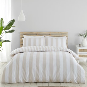 Catherine Lansfield Cove Stripe Natural Duvet Cover and Pillowcase Set