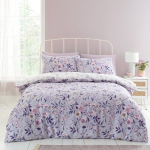 Catherine Lansfield Isadora Floral Lilac Duvet Cover And Pillowcase Set