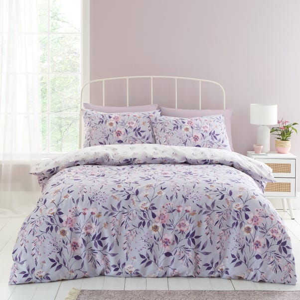 Catherine Lansfield Isadora Floral Lilac Duvet Cover and Pillowcase Set image 1 of 5