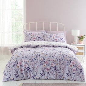 Catherine Lansfield Isadora Floral Lilac Duvet Cover and Pillowcase Set