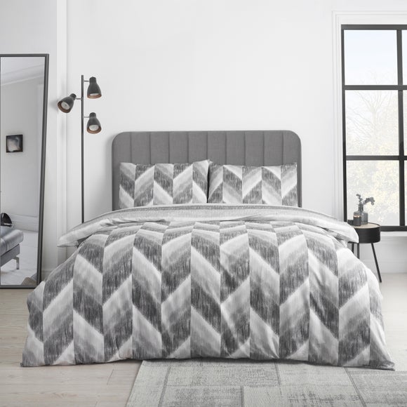 Catherine Lansfield Kamari Stripe Charcoal Grey Duvet Cover And Pillowcase Set