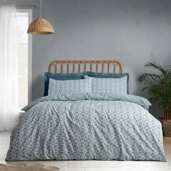 Catherine Lansfield Sardinia Mosaic Tile Blue Duvet Cover And Pillowcase Set