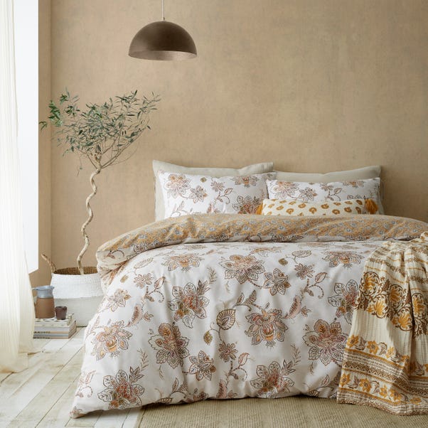 Pineapple Elephant Sahara Floral Beige Duvet Cover and Pillowcase Set image 1 of 6