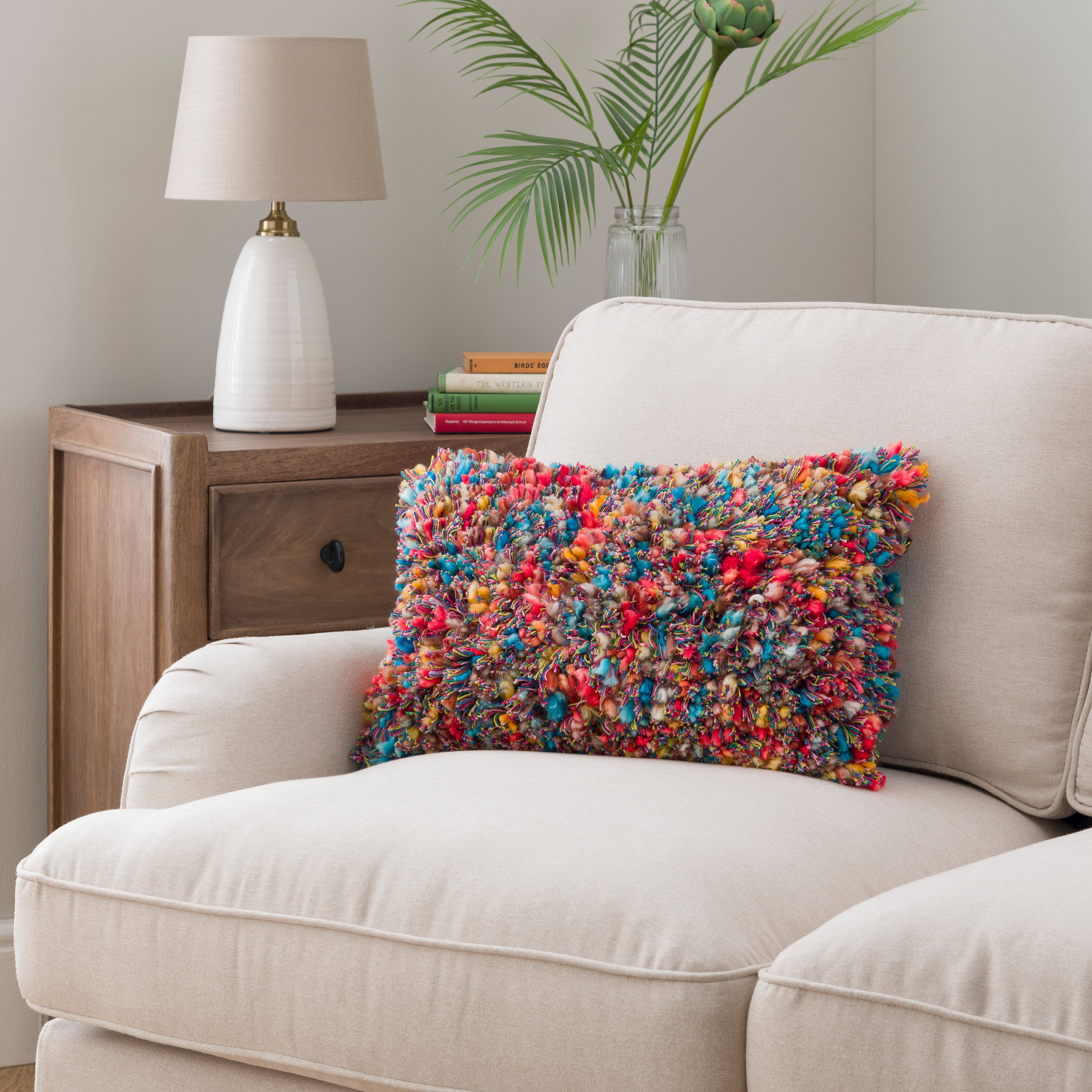 Ava Fluffy Texture Cushion Multicoloured