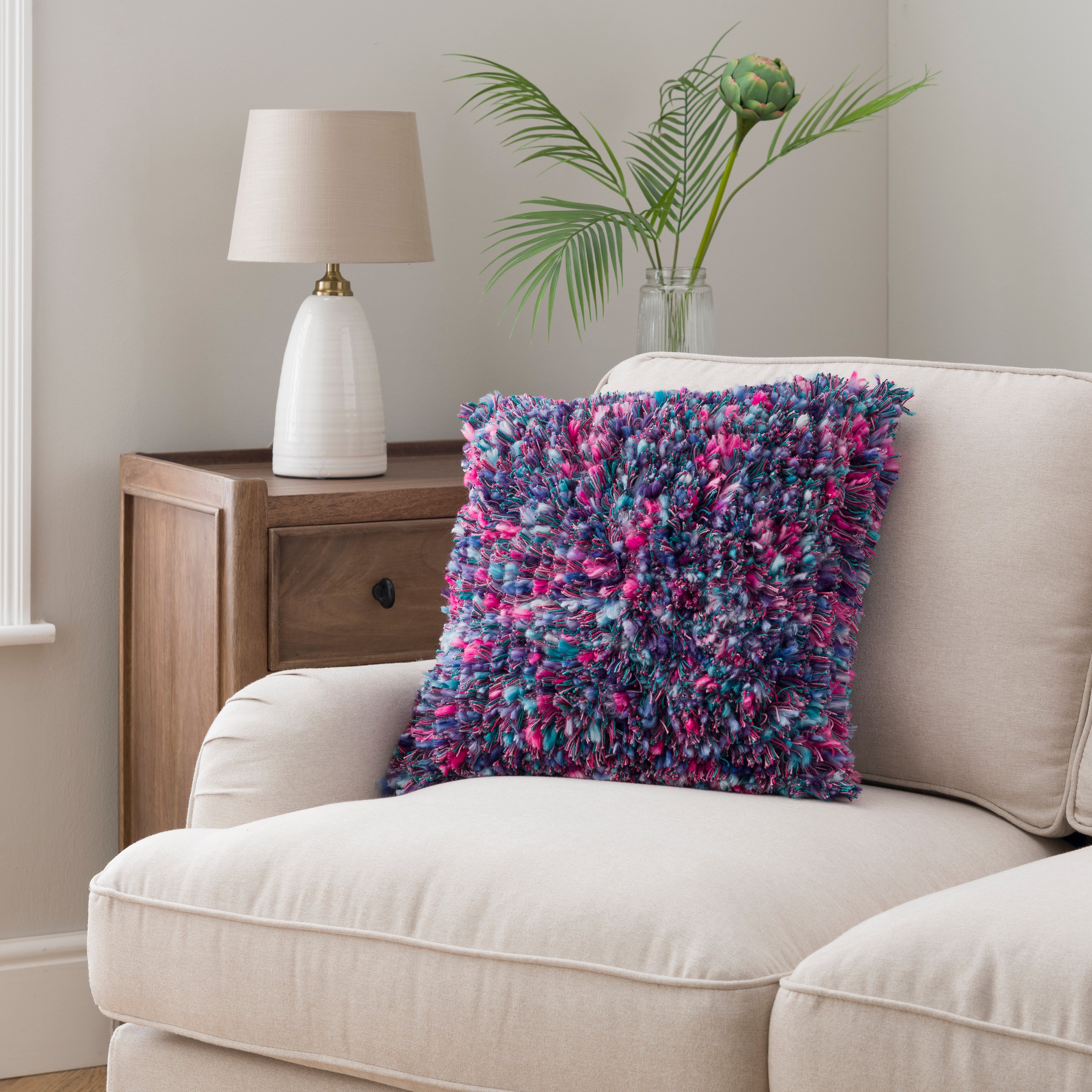 Ava Fluffy Texture Square Cushion