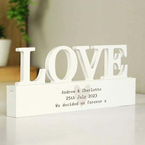 Personalised Free Text Heart Wooden Love Ornament image 1 of 4
