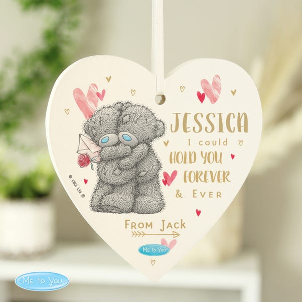 Personalised Me To You Hold You Forever Wooden Heart Decoration image 1 of 3