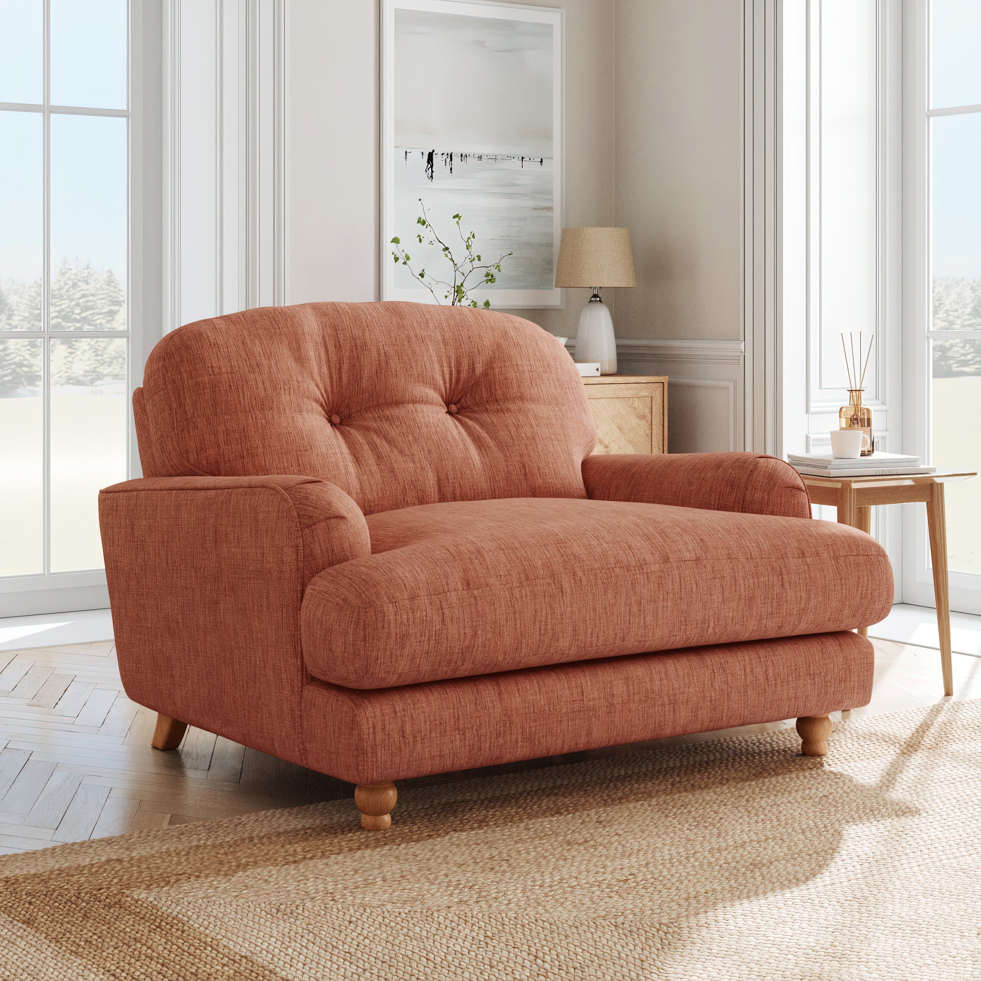Martha Snuggle Chair, Faux Linen