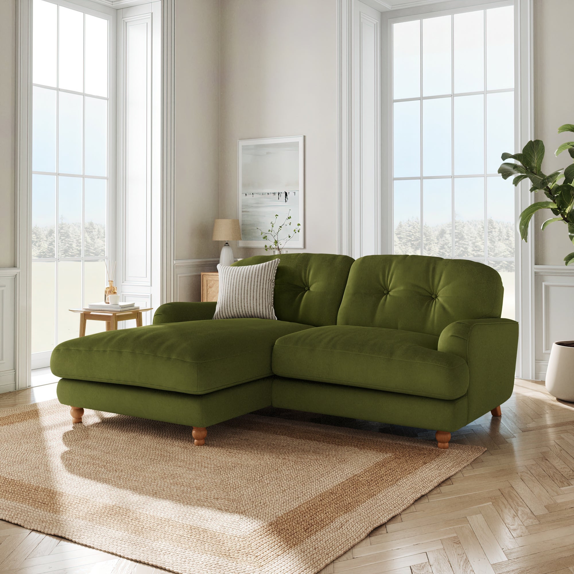 Martha Matte Plush Velvet Corner Chaise Sofa