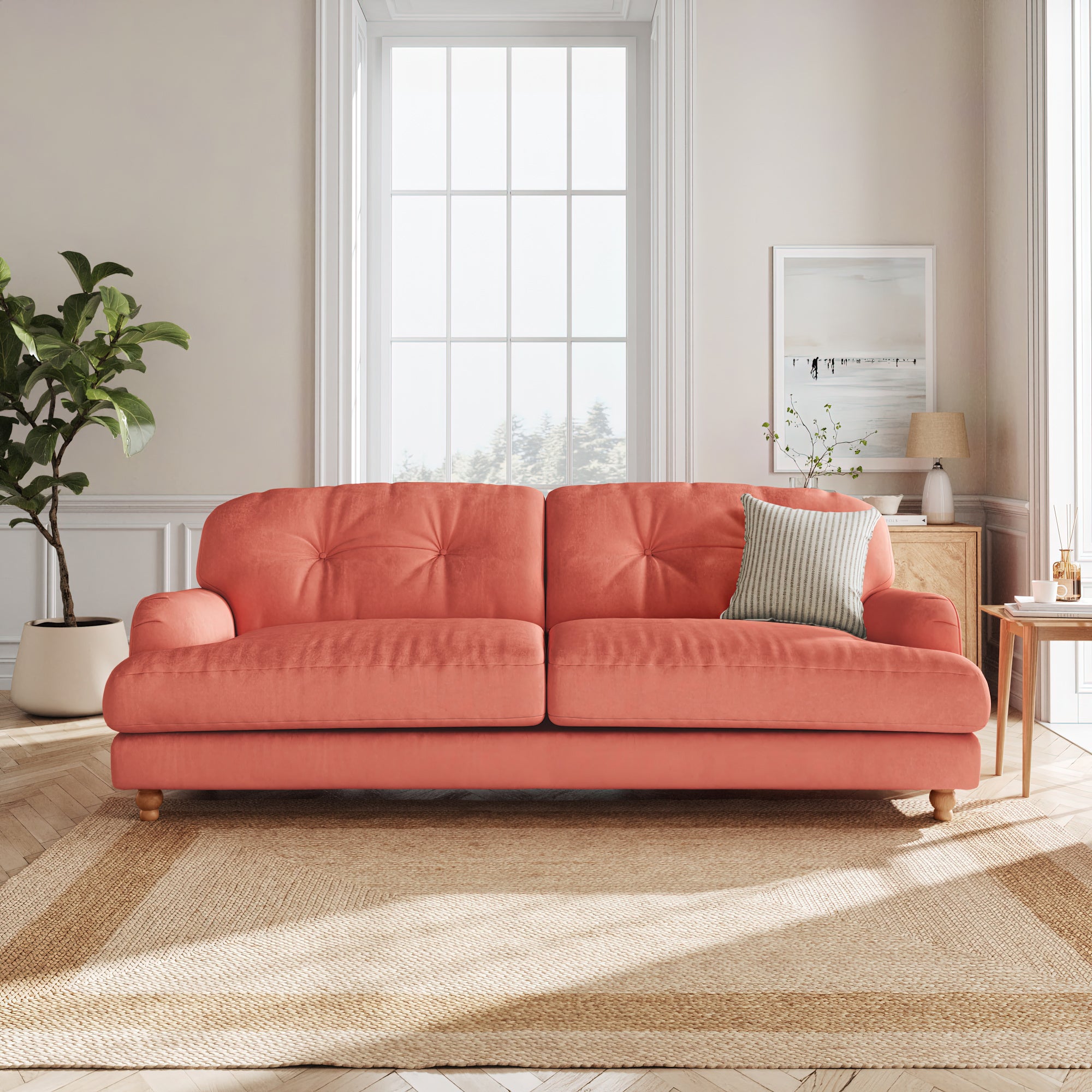 Martha Matte Plush Velvet 4 Seater Sofa