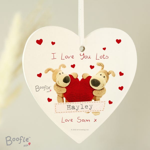 Personalised Boofle Shared Heart Wooden Heart Decoration image 1 of 4