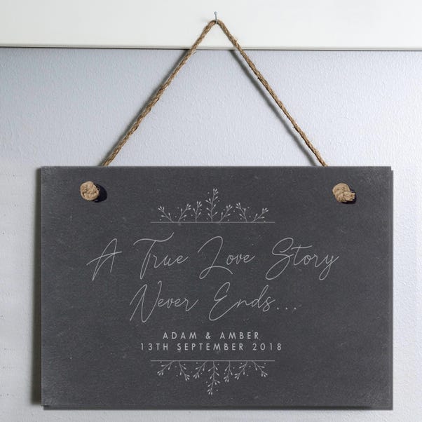 Personalised True Love Story Hanging Large Slate Sign image 1 of 4