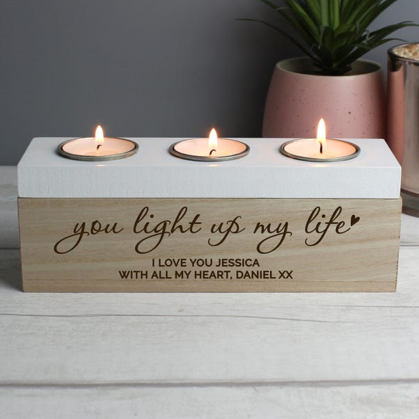 Personalised You Light Up My Life Triple Tealight Box image 1 of 4