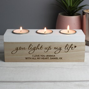 Personalised You Light Up My Life Triple Tealight Box