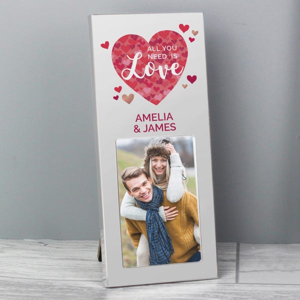 Personalised 'All You Need is Love' Confetti Hearts Photo Frame image 1 of 5