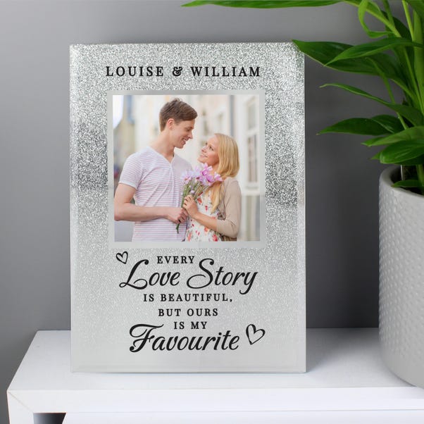 Personalised Every Love Story Is Beautiful Glitter Glass Photo Frame image 1 of 5