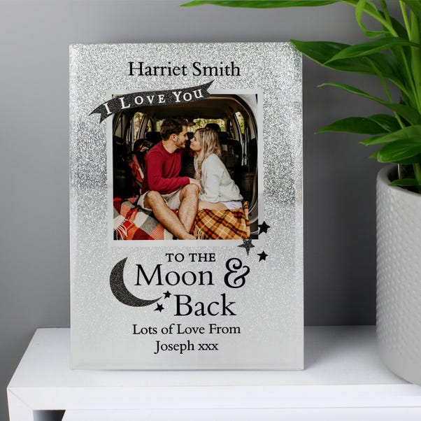 Personalised To the Moon and Back Glitter Glass Photo Frame image 1 of 6