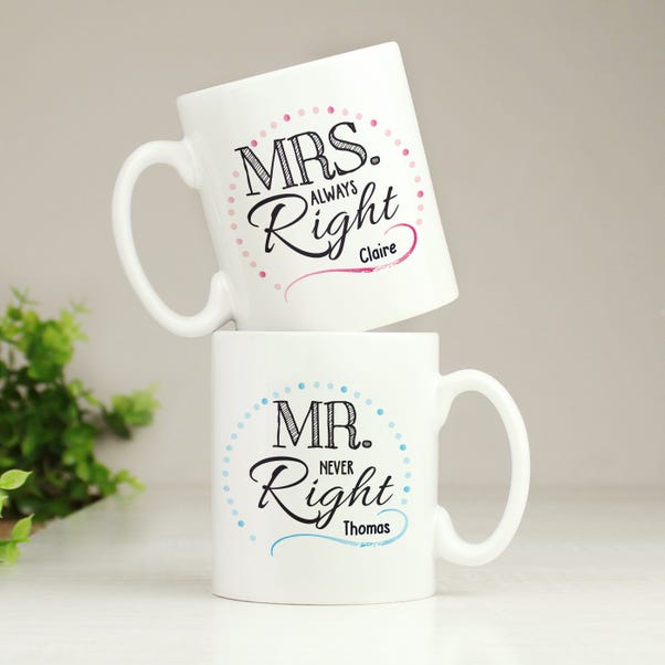 Personalised Set of 2 Mr & Mrs Mugs image 1 of 3