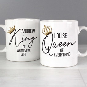 Personalised Set of 2 King and Queen of Everything Mugs