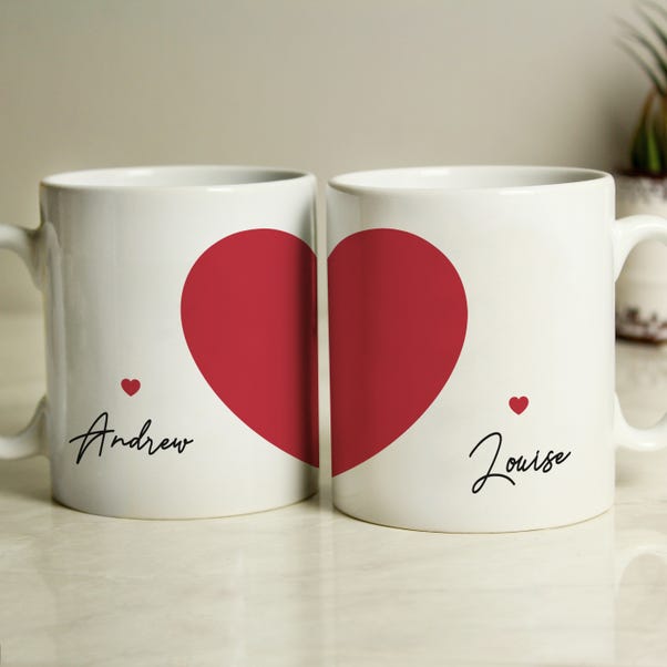 Personalised Set of 2 Two Hearts Mugs image 1 of 5
