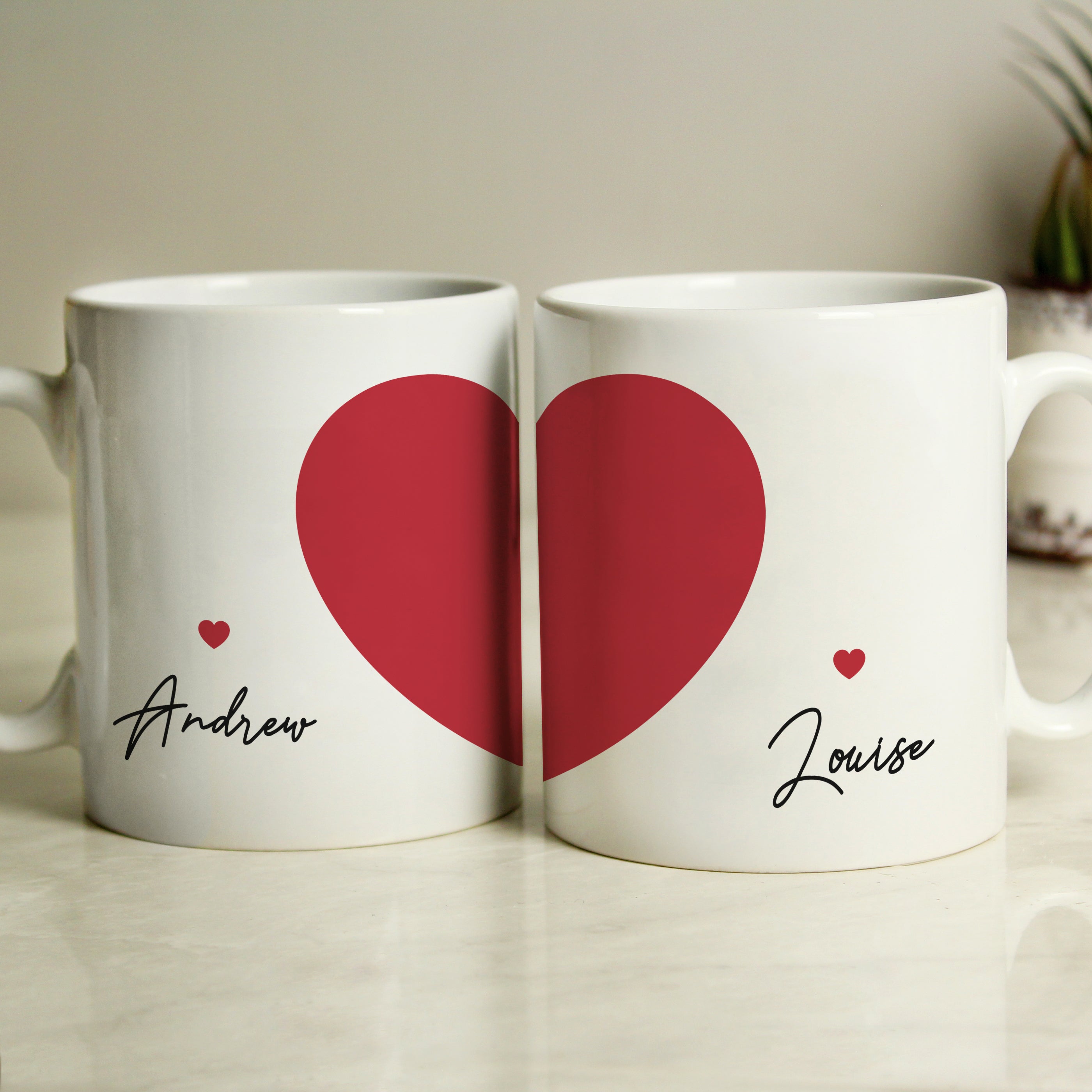 Personalised Set of 2 Two Hearts Mugs