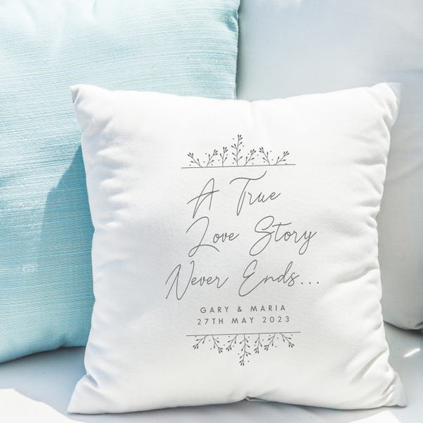 Personalised True Love Story White Cushion image 1 of 3