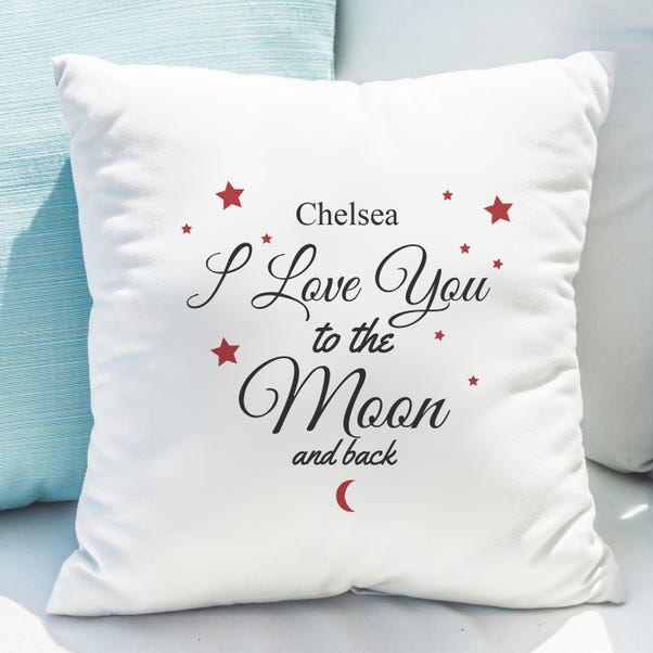 Personalised To The Moon & Back White Cushion image 1 of 6