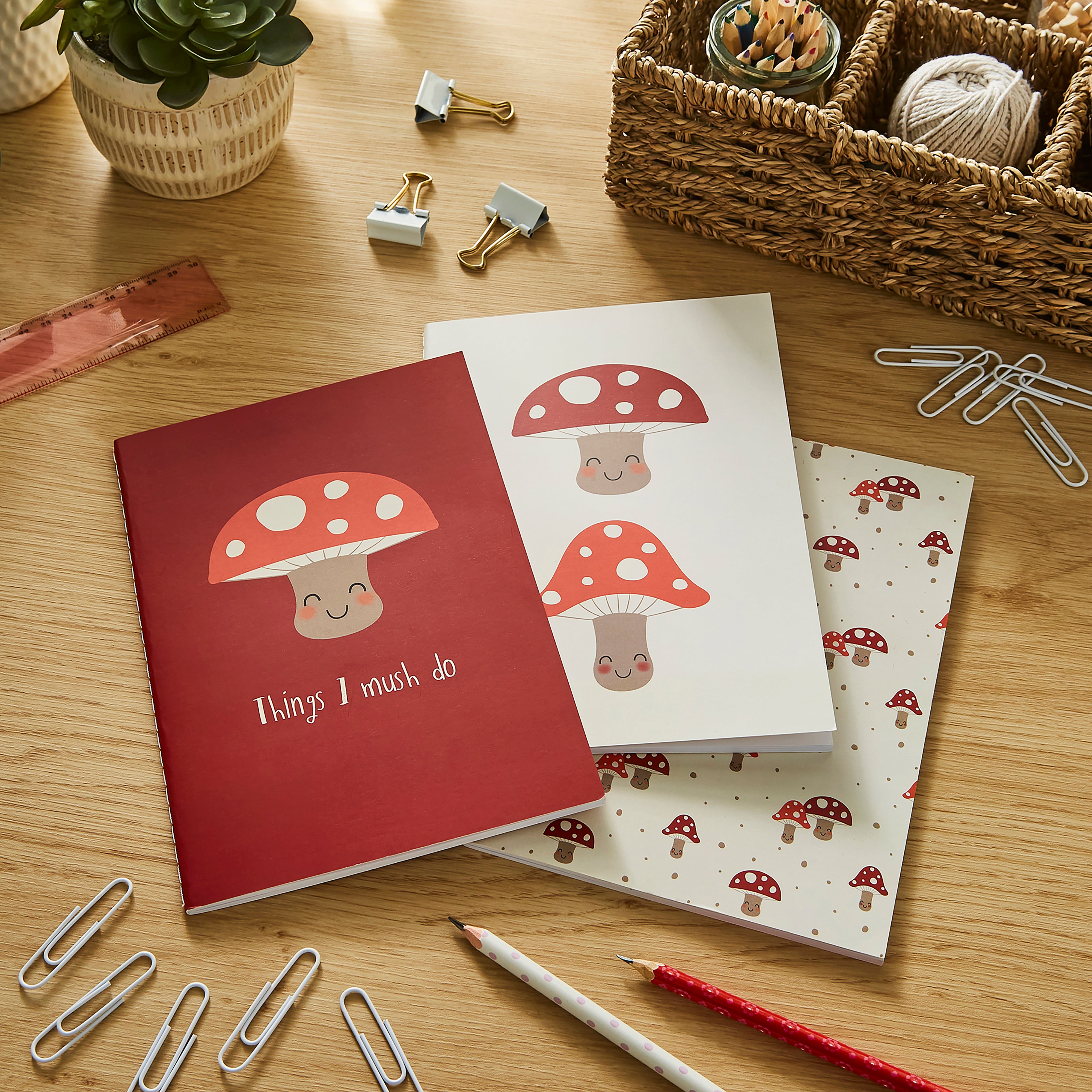 Waters & Noble Pack of 3 Mushroom A5 Softcover Notebooks