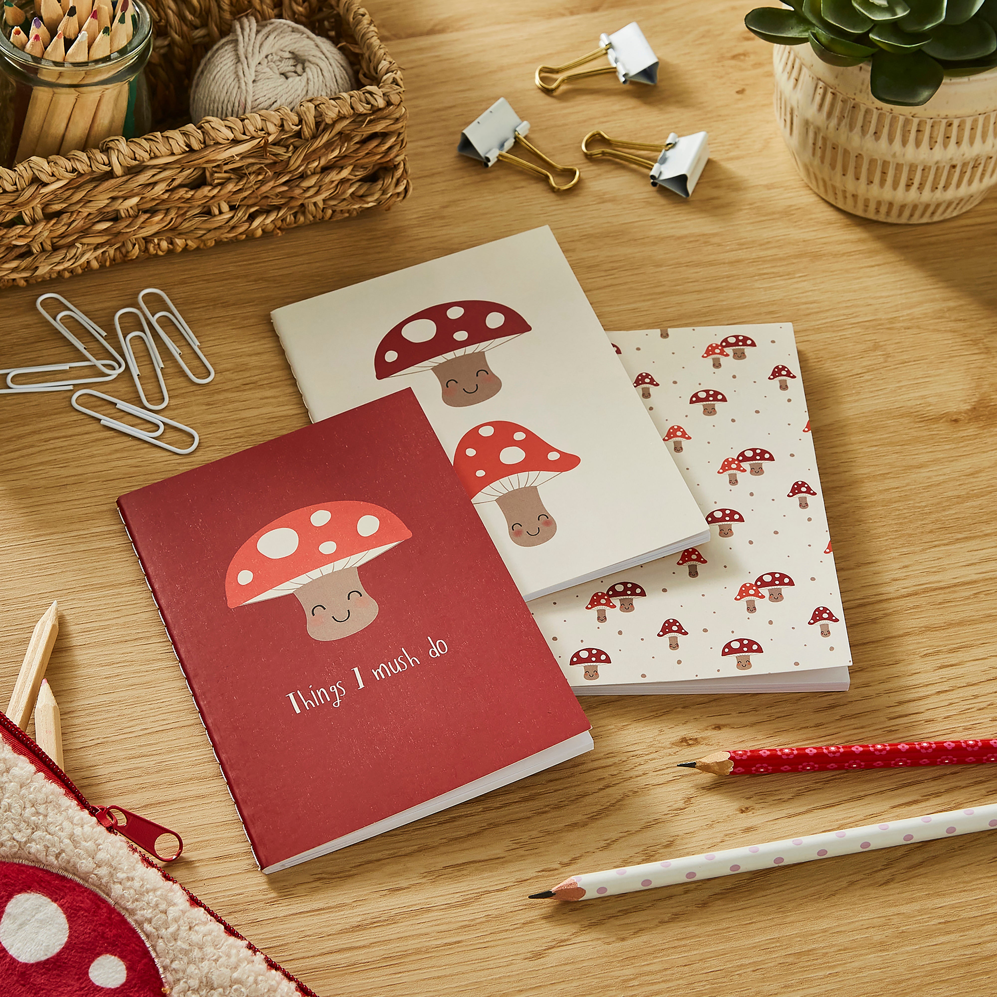 Waters & Noble Pack of 3 Mushroom A6 Softcover Notebooks