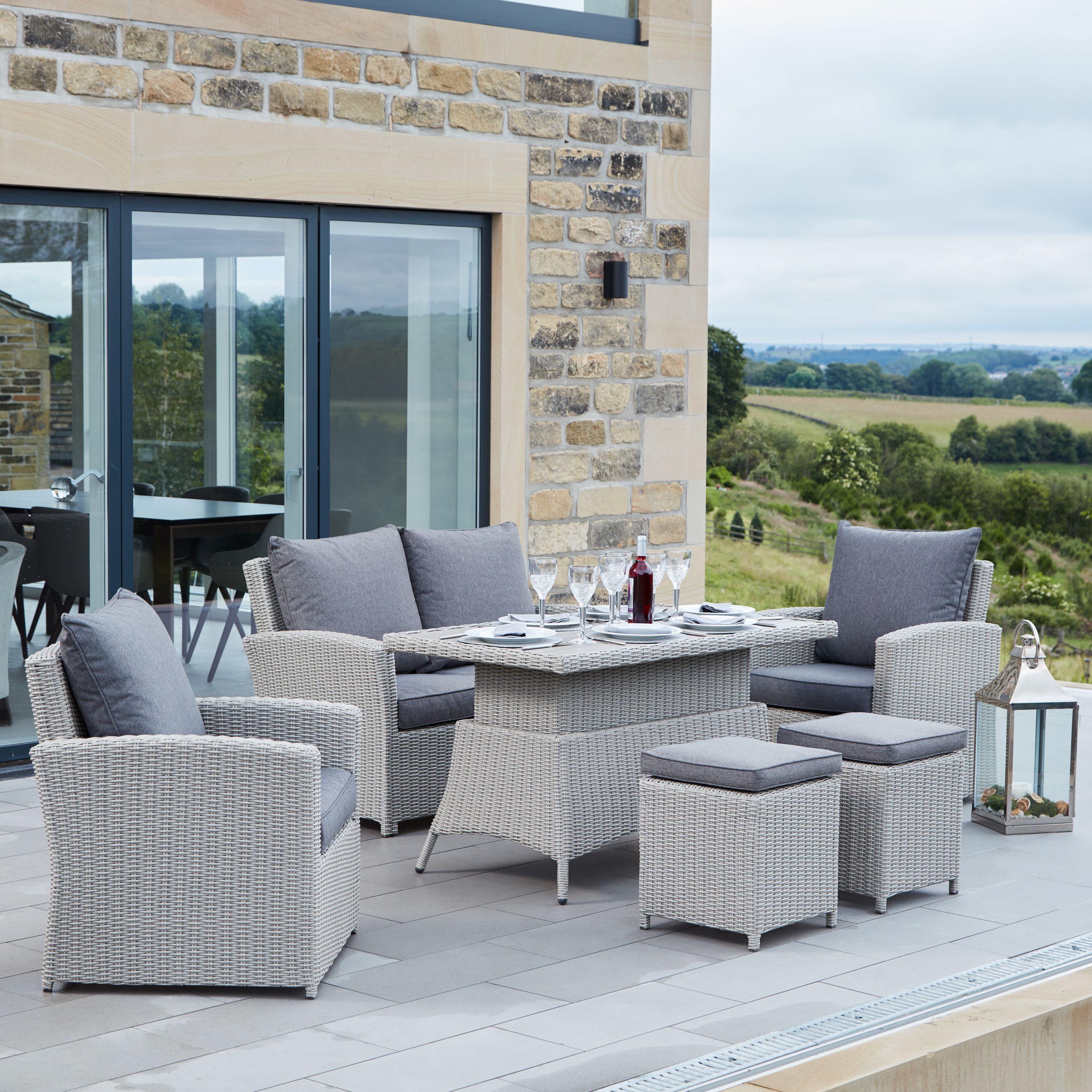 Barbados Slate Grey 6 Seater Lounge Set with Ceramic Top