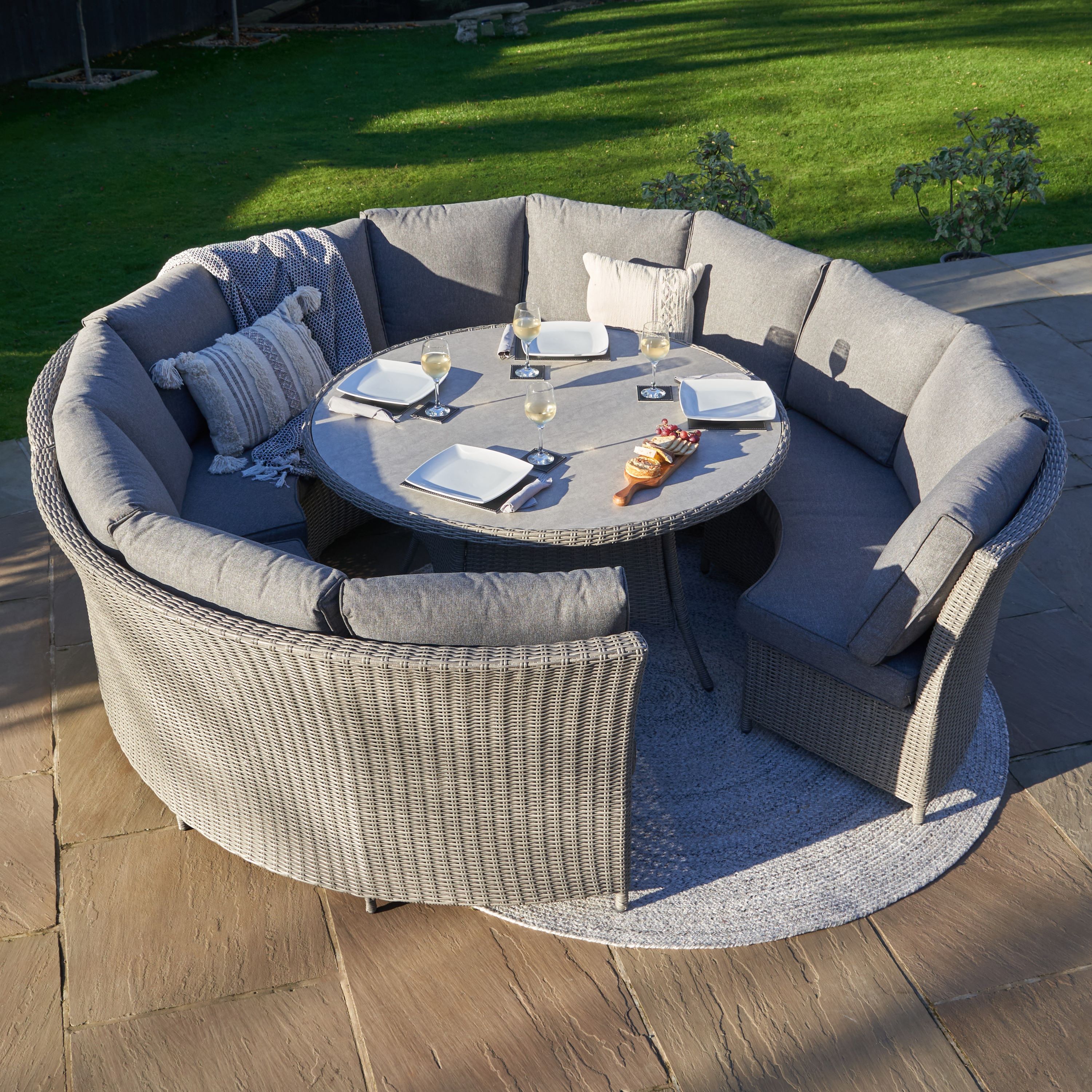 Bermuda Slate Grey Lounge Garden Dining Set With Ceramic Top Slate Grey
