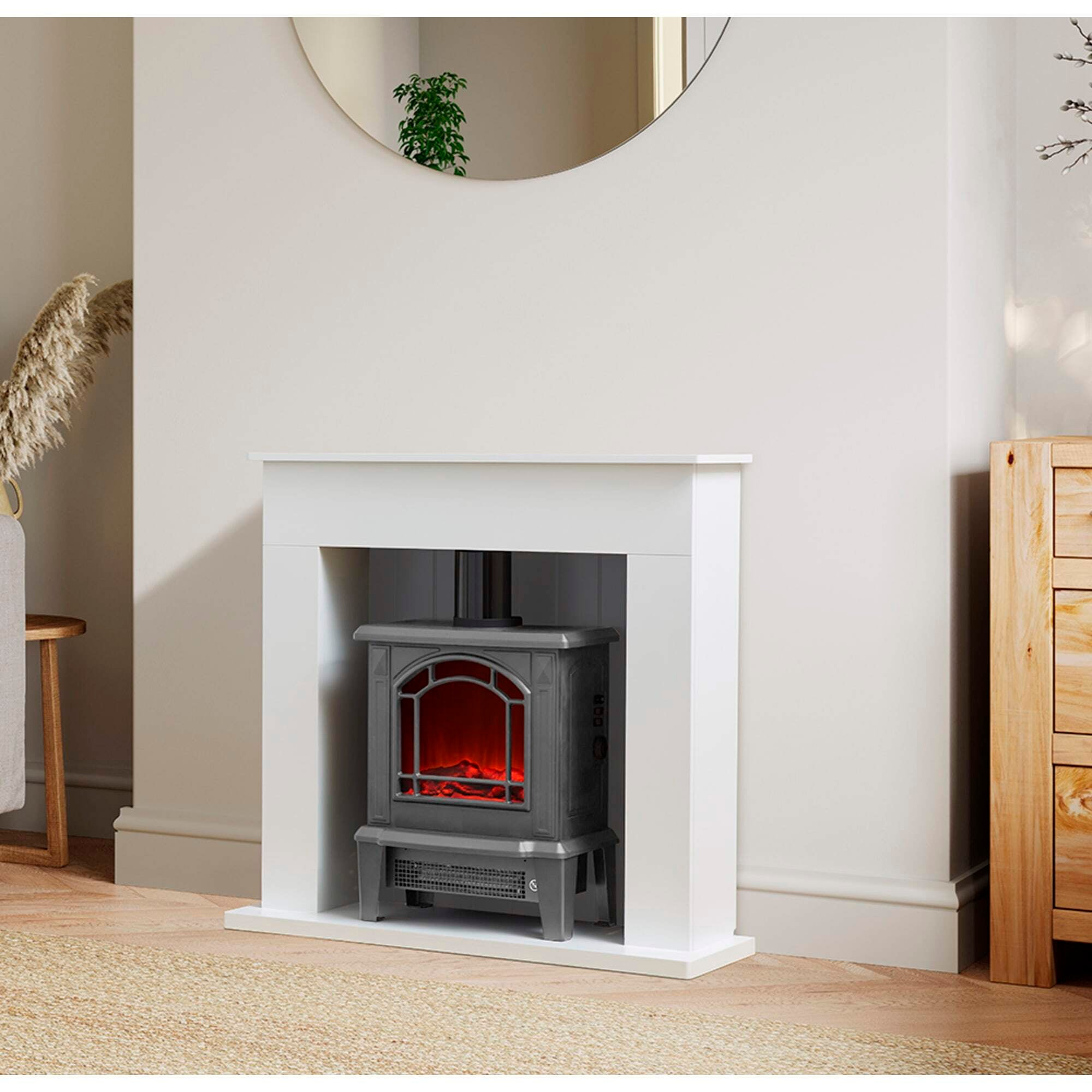 Ealing 1.8KW Compact Stove Fire Suite Grey