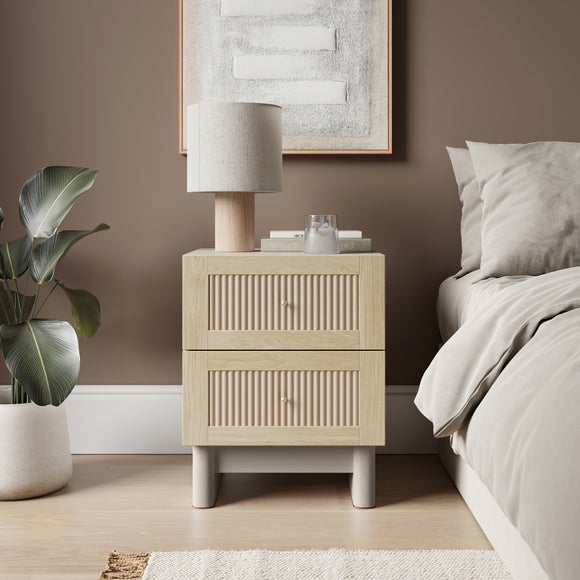 Maeva 2 Drawer Bedside Table Light Oak Effect