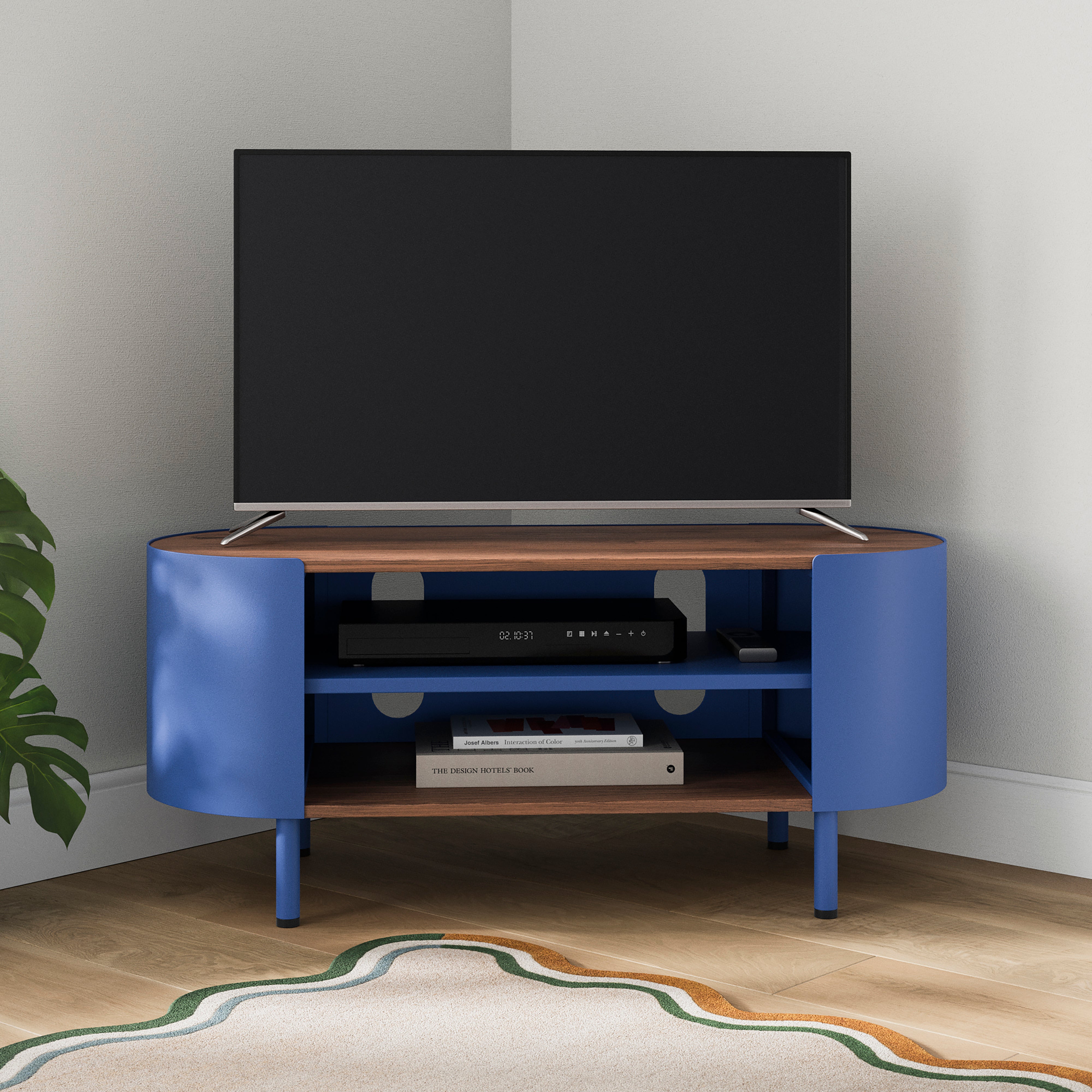 Elements Griffin Compact Corner Tv Unit For Tvs Up To 42 Classic Blue