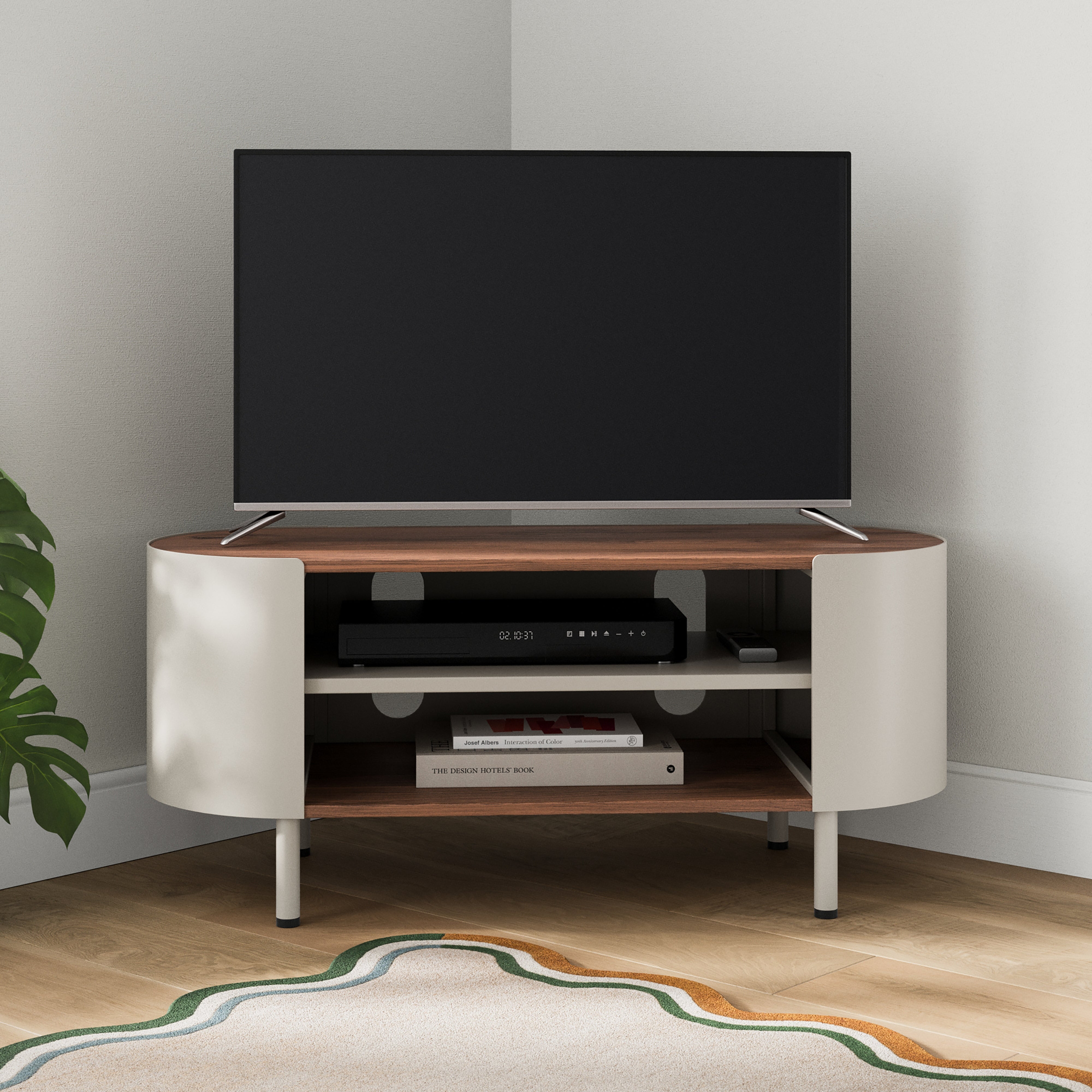 Elements Griffin Compact Corner Tv Unit For Tvs Up To 42 Mushroom