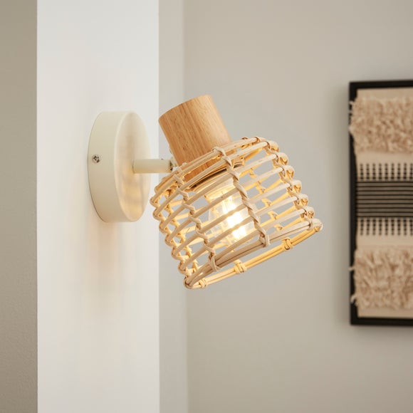 Click to view product details and reviews for Emil Rattan Adjustable Wall Light.