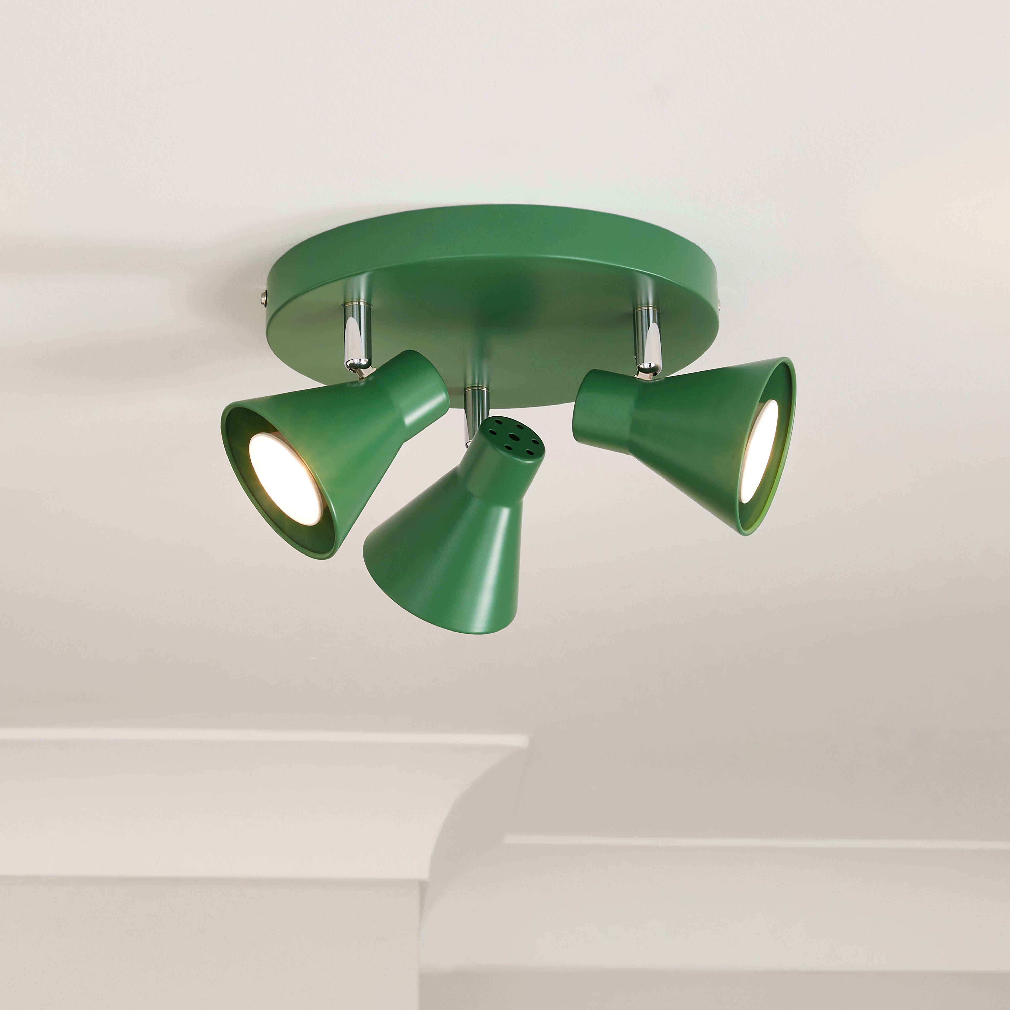 Elements Briggs 3 Light Adjustable Semi Flush Spotlight Green